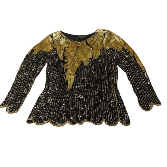 Vintage Beaded Silk Blouse and Skirt Set - Picture 1 of 11
